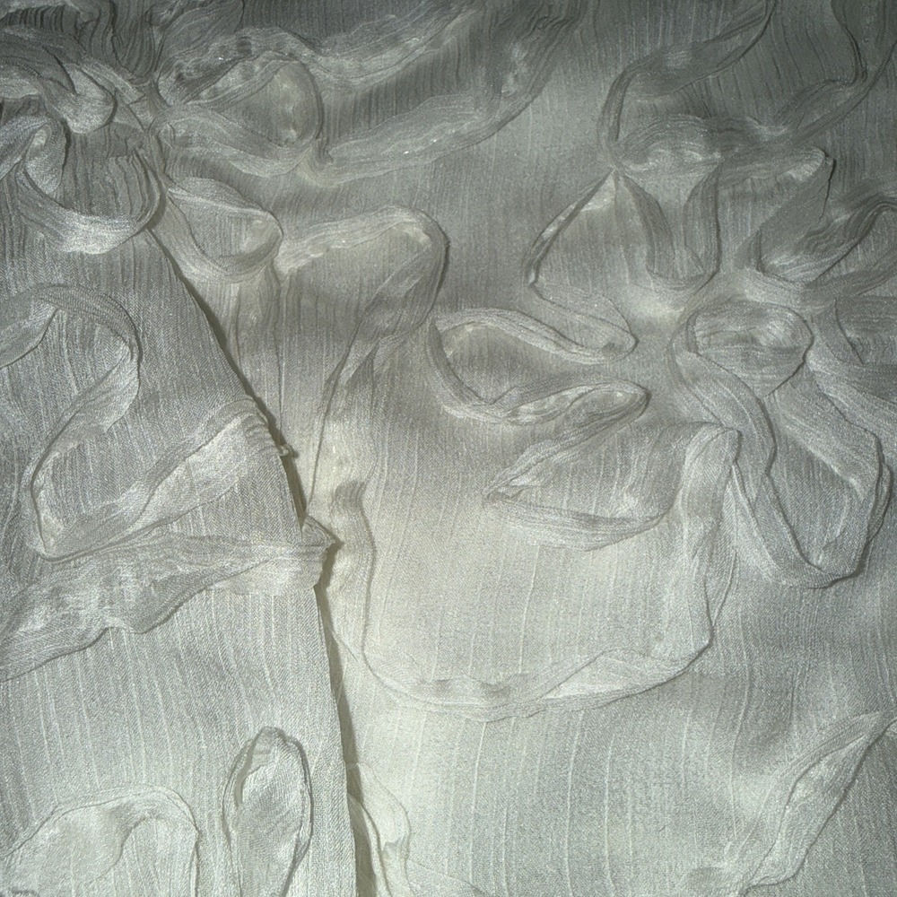 Loft Ivory Floral Appliqué Blouse Tie Back S - Picture 3 of 7